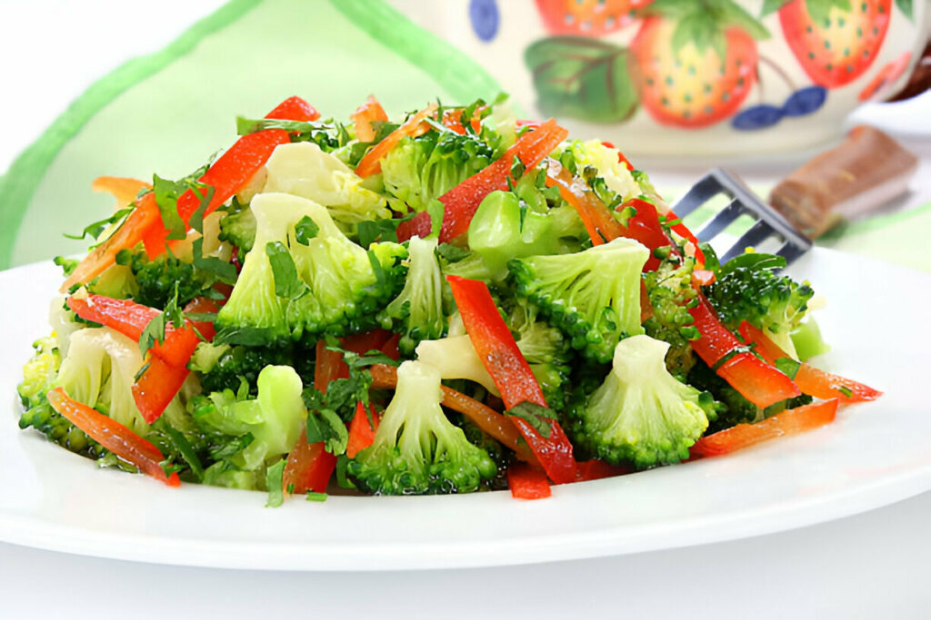 Broccoli with Sauteed Red Pepper Recipe