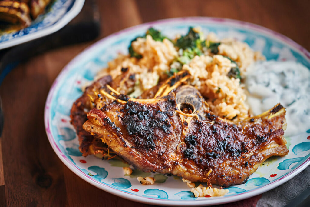 Lamb Chops with Bulgur and Broccoli Recipe