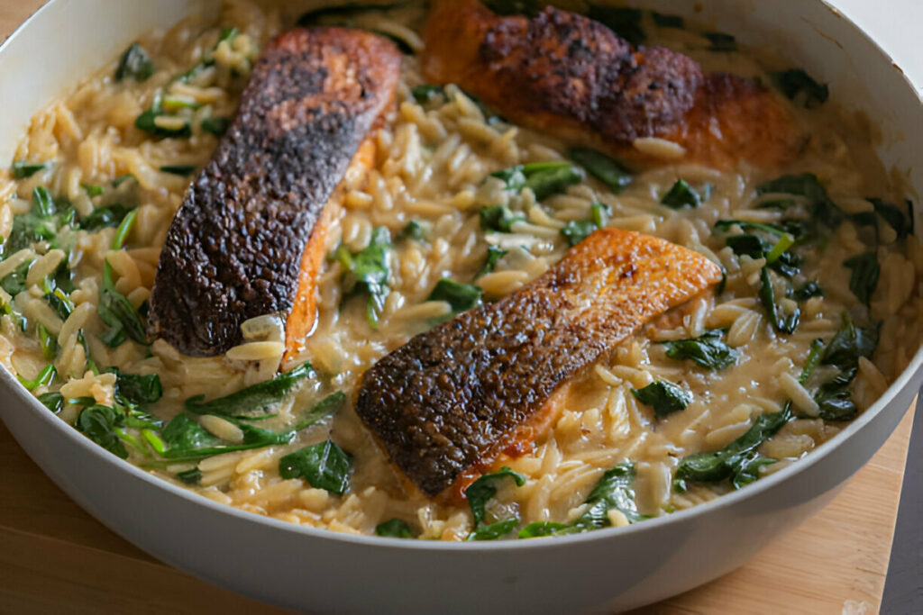 Parmesan Orzo and Salmon Recipe